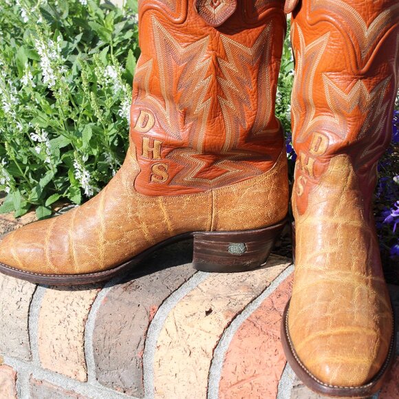 🐘 Ponder Custom Elephant Cowboy Boots | Tan | French Toe | Men’s 9 D | Boutique - Picture 7 of 9